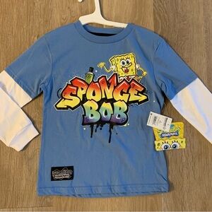 (NWT) SpongeBob SquarePants Boy’s Size Small (8)Blue Long Sleeve Shirt